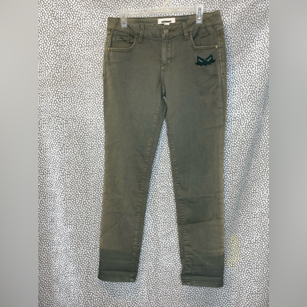 Forever 21 Olive Green Military Inspired Jeans Cropped Mid Rise Jeans Size 27 - Picture 11 of 12